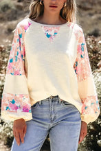 Printed Round Neck Balloon Sleeve Sweatshirt Woman Sweatshirts