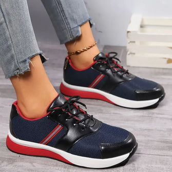 Round Toe Platform Sneakers Navy Woman Sneakers