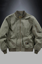 Men's Plus Size Zip Up Baseball Collar Bomber Jacket Army Green