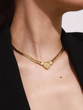 18K Gold-Plated Inlaid Zircon Heart Chain Necklace Gold One Size