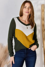 Hailey & Co Full Size Colorblock V-Neck Blouse Olive Woman Blouses