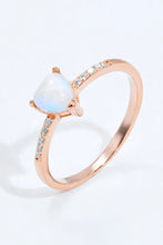 Natural Moonstone Heart 18K Rose Gold-Plated Ring Rings