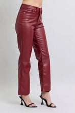 Judy Blue Full Size High Waist Tummy Control Faux Leather Straight Pants Plus Size Woman Pants
