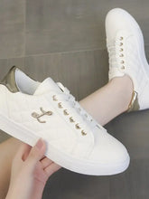 Quilted Platform Sneakers with Metallic Gold Accents Woman Sneakers
