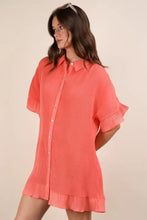 VERY J Pleated Detail Button Down Mini Dress Casual Dresses