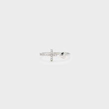 Heart Shape Cross Inlaid Zircon Open Ring Silver One Size