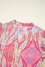 Tribal Paisley Print Ruffled Sleeve Notch Neck Midi Dress Casual Dresses