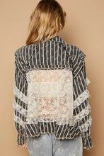 POL Raw Hem Lace Patch Flounce Sleeve Jacket Woman Outerwear