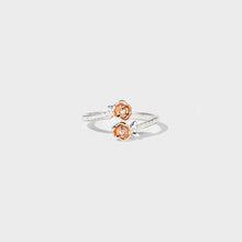 Rose Shape Inlaid Zircon Bypass Ring Silver