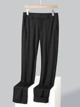 Men's Plus Size Slim Fit Pants with Pockets Black