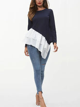 Ivy Lane Tiered Contrast Round Neck Long Sleeve T-Shirt