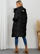 Long Sleeve Longline Hooded Winter Coat Woman Outerwear