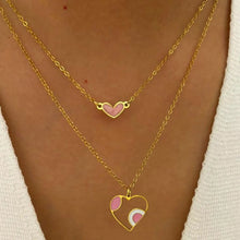 2-Piece Stainless Steel Heart Pendant Necklace
