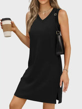 Slit V-Neck Sleeveless Mini Dress Casual Dresses