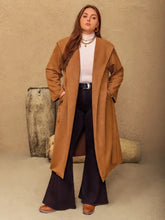 Plus Size Tied Long Sleeve Hooded Coat with Pockets Woman Outerwear