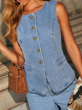 Button Down Denim Vest Light