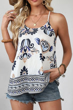 Bohemian Fashion Print Spaghetti Straps Loose Tank White