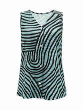 Sleeveless Zebra Print Button-Up Tank Top