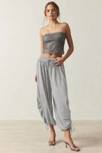 Broek met trekkoord en geplooide details Damesbroek