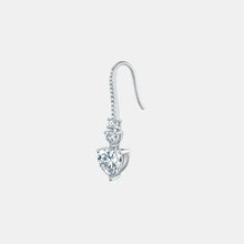 5.44 Carat Sterling Silver Moissanite Heart Drop Earrings with Diamonds