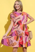 And The Why Printed Double Ruffles Sleeve Dress Mauve Casual Dresses