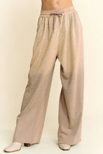 Davi & Dani Rhinestone Drawstring Wide Leg Pants Tan