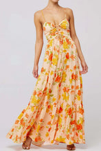 Floral Print Tie Front Tiered Maxi Dress Sherbet Woman Maxi Dress