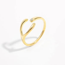 925 Sterling Silver Inlaid Zircon Open Ring Gold Rings