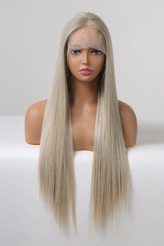 13*2" Lace Front Wigs Synthetic Long Straight 27" 150% Density Blonde Ash Brown Root One Size Hair