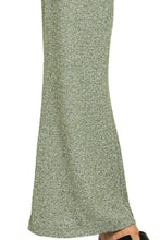 Olive green textured knit flare pants with soft elastic waisted detail and subtle shimmer by zenana soft elastic waisted flare pants
