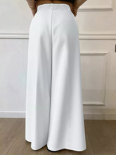 Plus size elastic waistband white wide leg trousers designed for comfort and style with a relaxed fit