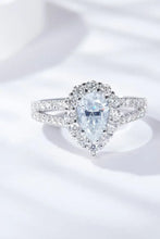 1 Carat Moissanite Teardrop Split Shank Ring Silver Rings