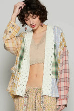 POL Raw Edge Plaid Open Front Cardigan Woman Outerwear