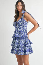 MABLE Floral Print Shoulder Tie Layered Mini Dress Casual Dresses