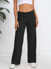 Elastic Waist Wide Leg Pants Black