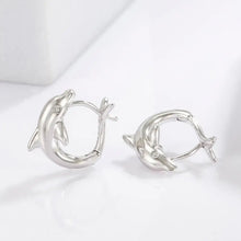 925 Sterling Silver Zircon Dolphin Earrings Earrings