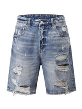 Men's Distressed Denim Bermuda Shorts Medium
