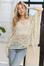 ADORA Boat Neck Crochet Lace Cover Up BEIGE One Size Woman Outerwear