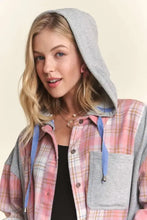 ADORA Button Down Plaid Hoodie Shacket Woman Outerwear