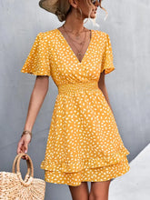 V-Neck Flutter Sleeve Mini Dress Woman Casual Dress