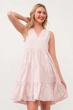 Lime 'N' Chili Striped Sleeveless V-Neck Tiered Dress Casual Dresses