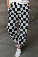Checkered Elastic Waist Joggers Black