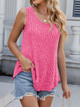 Ribbed Round Neck Tank Hot Pink