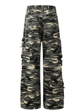 Men's Camouflage Cargo Wide Leg Pants Military Green