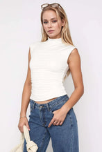 Mock Neck Ruched Tank White Tanks & Camis