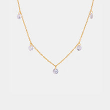 Stainless Steel Rhinestone Charm Necklace Gold One Size