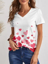 FAM-FAM Heart V-Neck Short Sleeve T-Shirt White