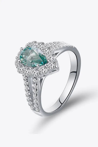 1 Carat Moissanite 925 Sterling Silver Ring Turquoise Rings