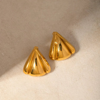 Stainless Steel Seashell Shape Earrings Gold One Size