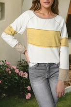 Contrast Stitching Color Block Long Sleeve T-Shirt Yellow